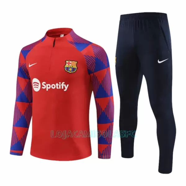 Sweat de Treino Conjunto FC Barcelona Homem Quarto-Zíper 2023/24 Vermelha