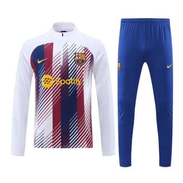 Conjunto de Moletom de Treino Barcelona Homem Quarto-Zíper 2023/24 Branca