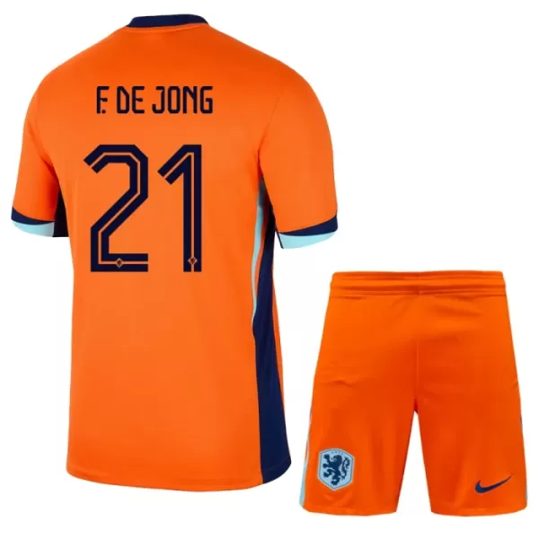 Camisola Holanda Frenkie de Jong 21 Criança Equipamento 1ª Euro 2024