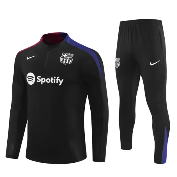 Conjunto de Moletom de Treino Barcelona Criança Quarto-Zíper 2024/25 Preta