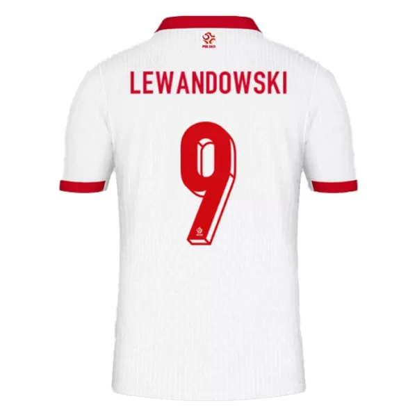 Camisola Polônia Lewandowski 9 Homem Equipamento 1ª Euro 2024