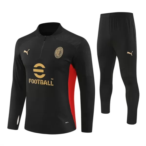 Conjunto de Moletom de Treino AC Milan Homem Quarto-Zíper 2024/25 Preta