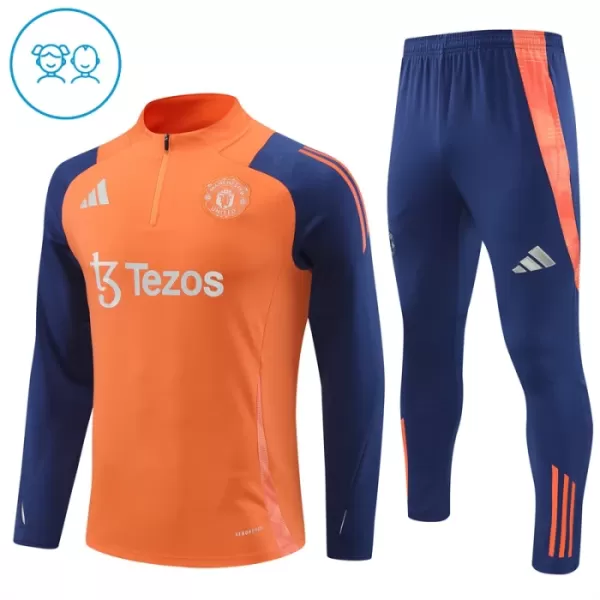 Conjunto de Moletom de Treino Manchester United Criança Quarto-Zíper 2024/25 Laranja