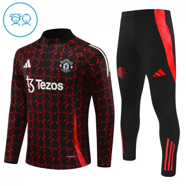 Conjunto de Moletom de Treino Manchester United Criança Quarto-Zíper 2024/25 Preta