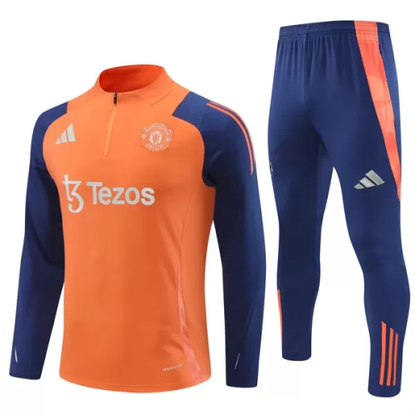 Conjunto de Moletom de Treino Manchester United Homem Quarto-Zíper 2024/25 Laranja