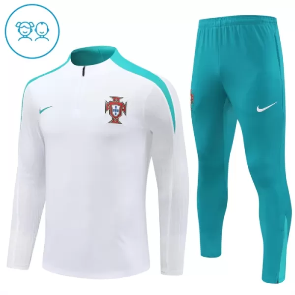 Conjunto de Moletom de Treino Portugal Criança Quarto-Zíper 2024/25 Branca