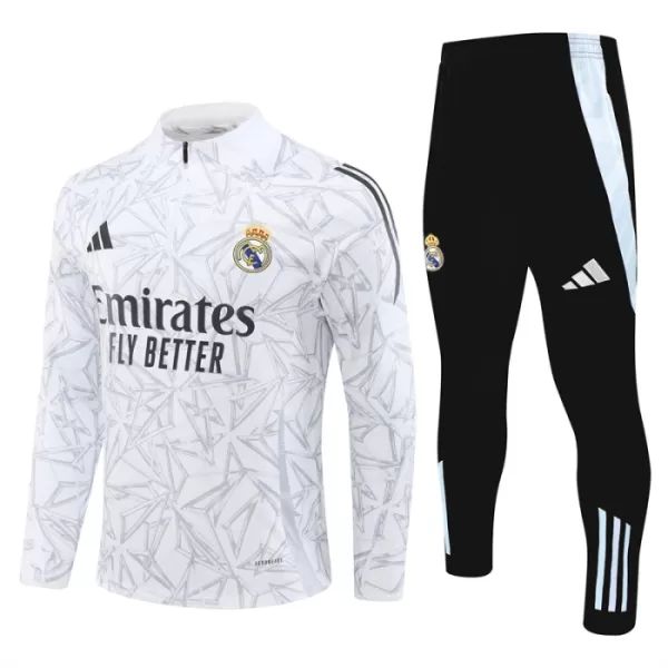 Conjunto de Moletom de Treino Real Madrid Homem Quarto-Zíper 2024/25 Branca