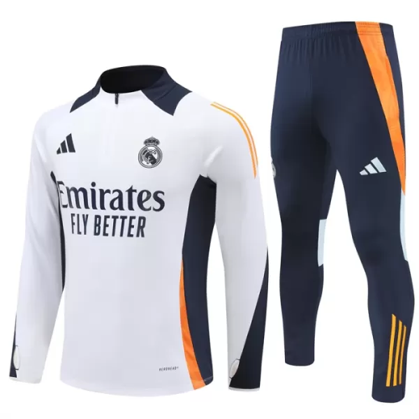 Conjunto de Moletom de Treino Real Madrid Homem Quarto-Zíper 2024/25 Branca