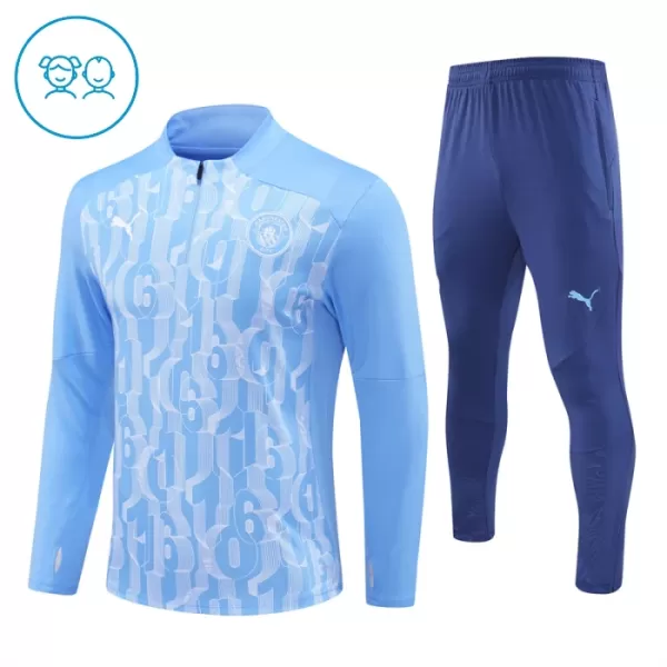 Conjunto de Moletom de Treino Manchester City Criança Quarto-Zíper 2024/25 Azul