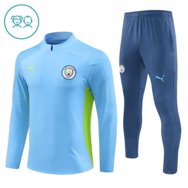 Conjunto de Moletom de Treino Manchester City Criança Quarto-Zíper 2024/25 Azul