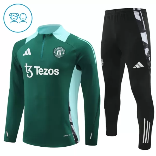 Conjunto de Moletom de Treino Manchester United Criança Quarto-Zíper 2024/25 Verde