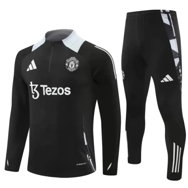 Conjunto de Moletom de Treino Manchester United Homem Quarto-Zíper 2024/25 Preta