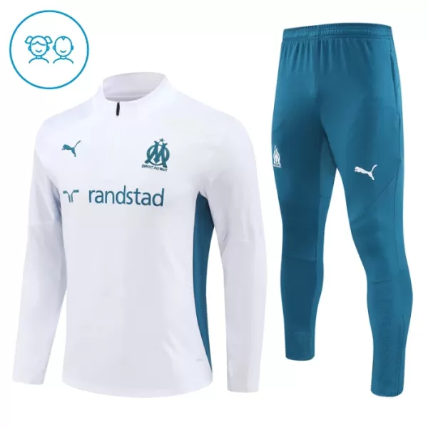 Conjunto de Moletom de Treino Olympique Marseille Criança Quarto-Zíper 2024/25 Branca