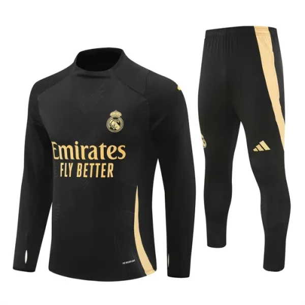 Conjunto de Moletom de Treino Real Madrid Homem Quarto-Zíper 2024/25 Preta