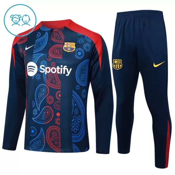 Conjunto de Moletom de Treino Barcelona Criança Quarto-Zíper 2024/25 Navy