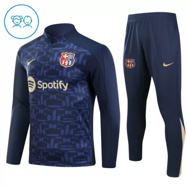 Conjunto de Moletom de Treino Barcelona Criança Quarto-Zíper 2024/25 Navy