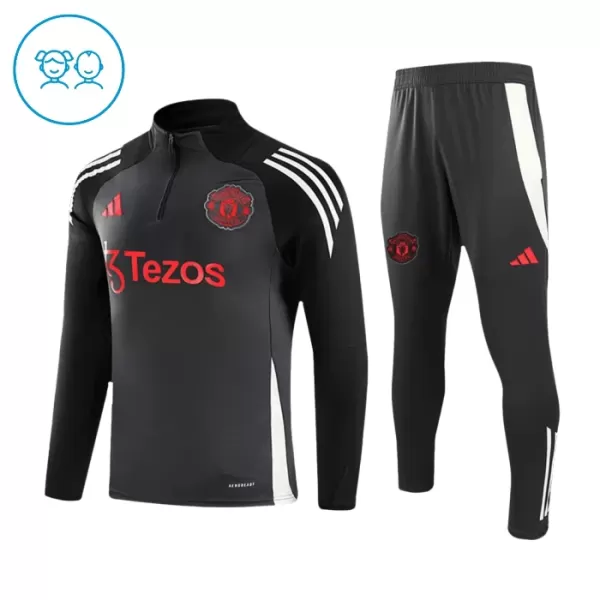 Conjunto de Moletom de Treino Manchester United Criança Quarto-Zíper 2024/25 Cinza