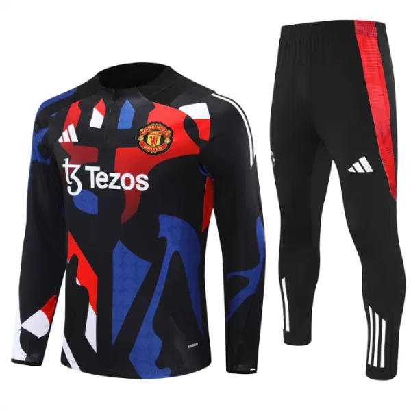 Conjunto de Moletom de Treino Manchester United Homem Quarto-Zíper 2024/25 Preta