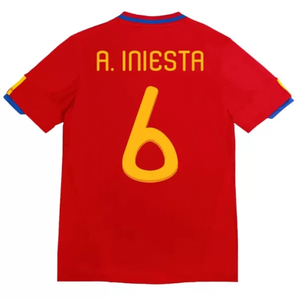 Camisola Espanha A. Iniesta 6 2010 Retrô Homem Equipamento 1ª